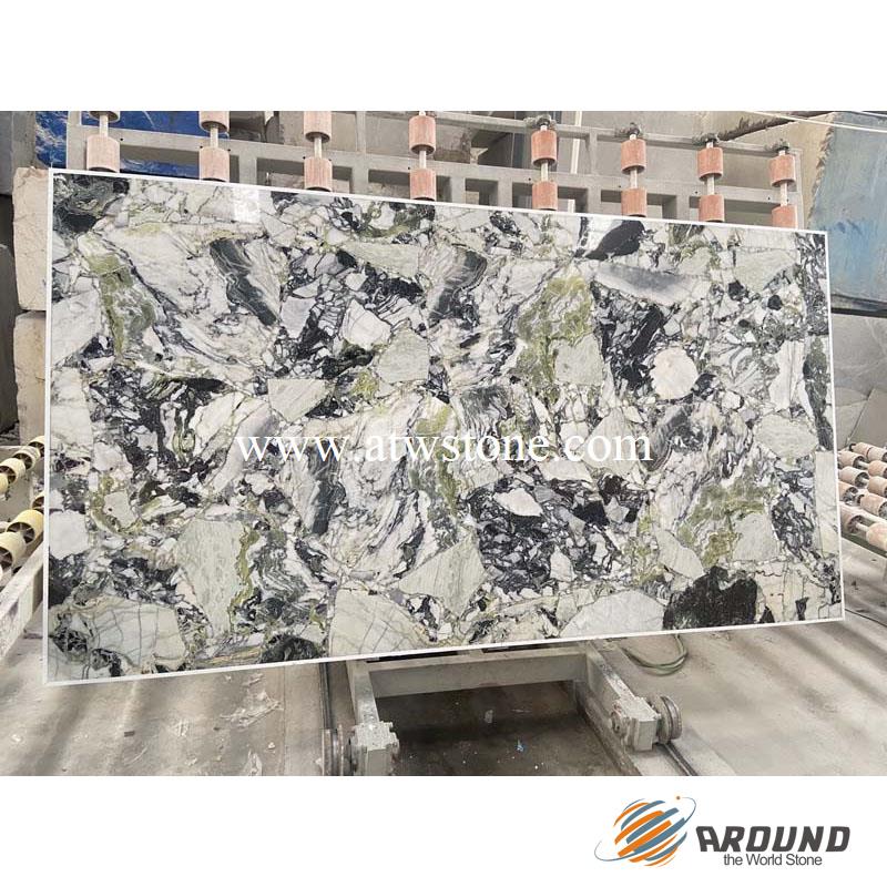 Green Jade Marble Collage Slabs