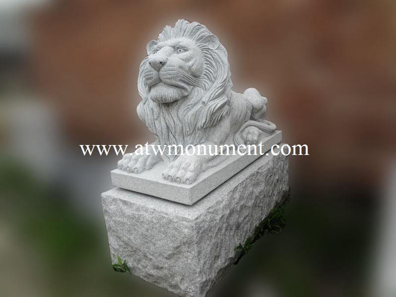 Light Grey Granite Lion Statue