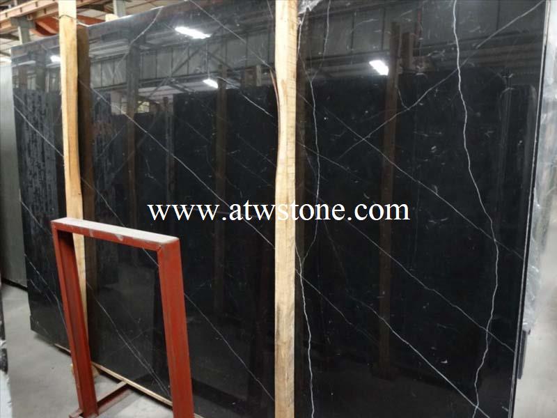 Chinese Black Marquina Marble Slabs with Small White Vein